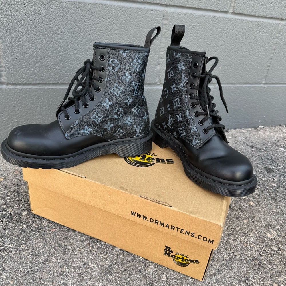 Custom Dr. Martens 1460 Mono Boots w/ Louis Vuitton Monogram Canvas - Picture 5 of 9